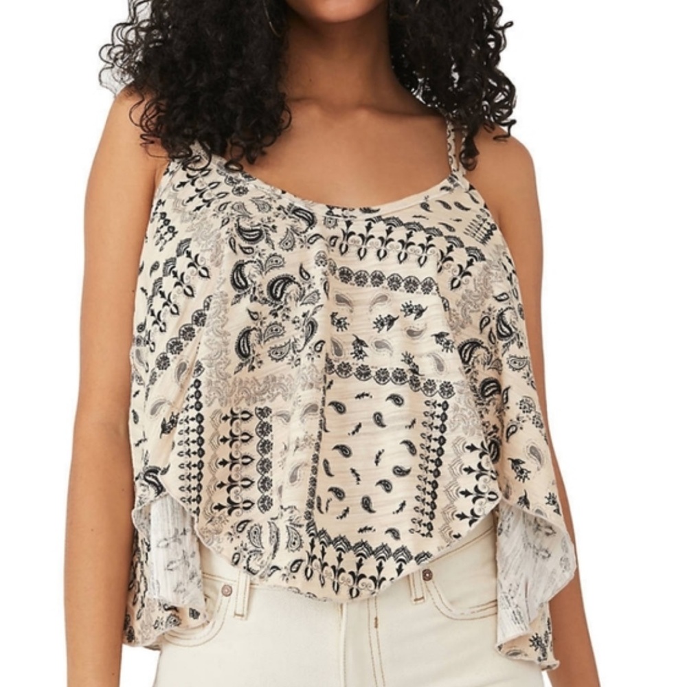 NWT Free People ‘Hey Girl’ Tank Top Criss-Cross Handkerchief-Hem Women’s XS